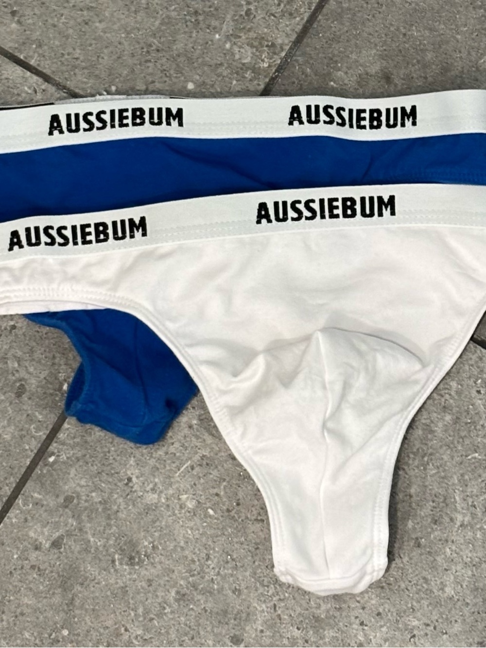 AussieBum Branded Bikini Briefs - White & Royal Blue